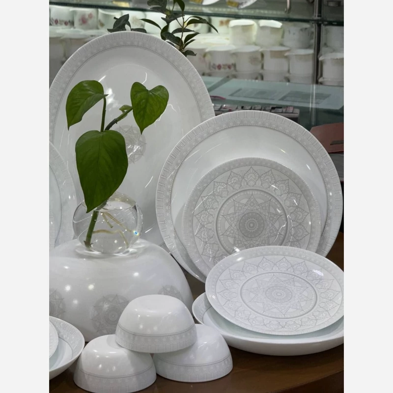 سرویس غذا خوری آرکوپال مدل جدید 26 پارچه کرد مقصود اطلس طوسی